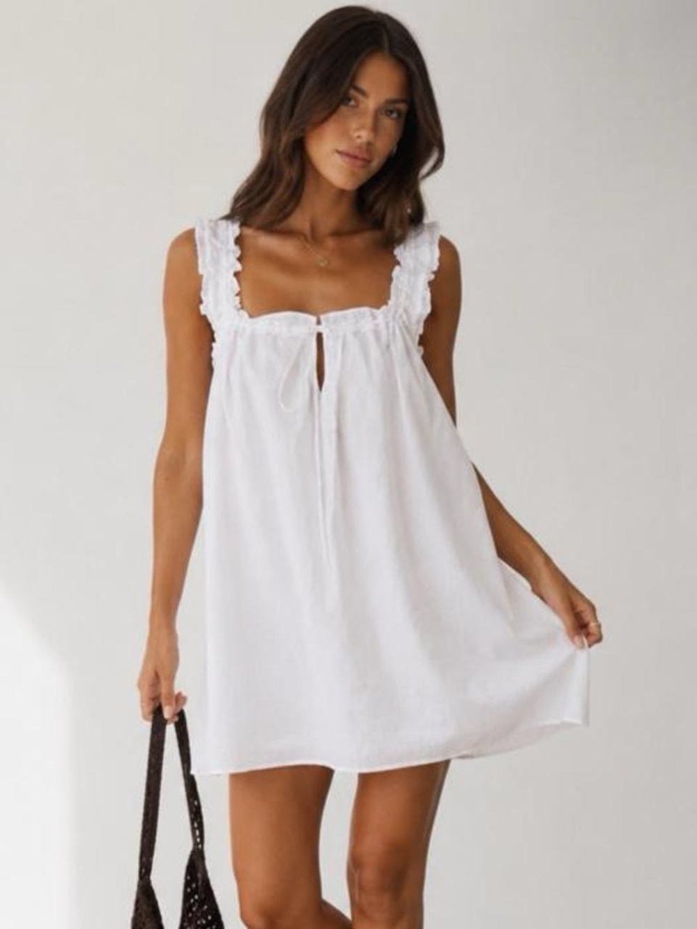 Princess Polly White Ruffle Strap Mini Dress